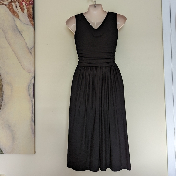 BETSEY JOHNSON black jersey knit dress p xs small pockets - Picture 3 of 14